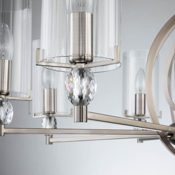 Favourite Classic подвесная люстра каркас цвета никель, плафоны из прозрачного узорного стекла, декоративные элементы из прозрачного хрусталя 2704-8P Купить Favourite Classic подвесная люстра каркас цвета никель, плафоны из прозрачного узорного стекла, декоративные элементы из прозрачного хрусталя 2704-8P