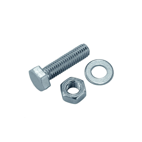 Купить Tech-Krep Болт DIN933 с шестигранной головкой оцинк. М6х30 + гайка + шайба (8 шт) - пакет 114051