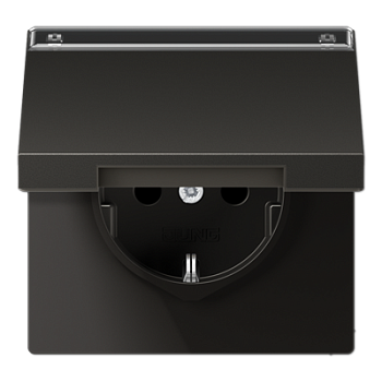 JUNG Штепсельная розетка SCHUKO 16A 250V~ с полем для надписи и откидной крышкой антрацит AL1520NAKLAN