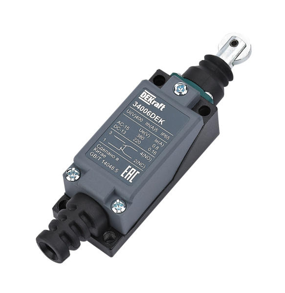 Dekraft Концевой вык. метал. 1НО1НЗ Плунжер роликового типа с горизонтальным включением