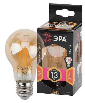 ЭРА F-LED A60-13W-827-E27 gold (филамент, груша золот., 13Вт, тепл, Е27)