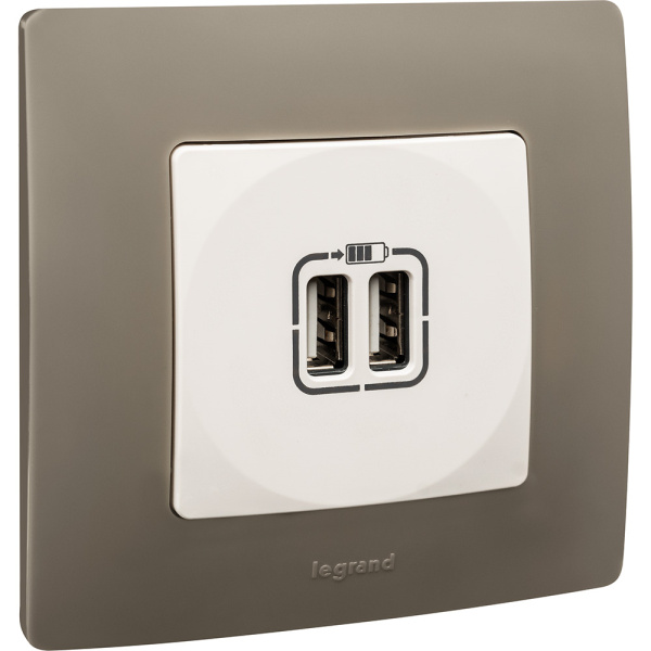 Купить Legrand Etika Белый Розетка USB 2-ая 240В/5В 2400мА 672294