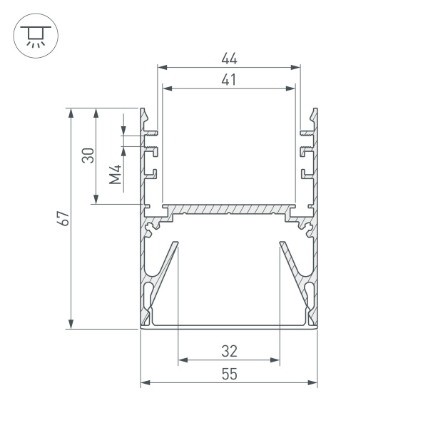 Купить Arlight Профиль с экраном ALU-LINE-DUO-2000 ANOD+OPAL (Алюминий) 024188