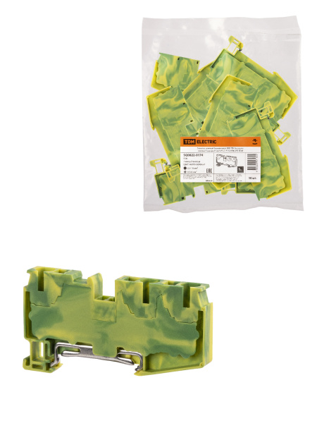 TDM Зажим клеммный безвинтовой ЗКБ PEN быстрого зажима 3 вывода 6 мм2 (Ph-C PT 6-TWIN-PE) SQ0822-0174