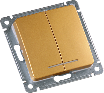 Hegel Мастер внутр Золото ВС10-452-07 Выключатель 2-клавишный, с индикацией, механизм