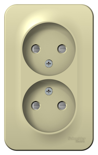 Купить Systeme Electric Blanca наруж Беж Розетка 2-ая б/з со шторками, изолир. пластина 16А, 250В