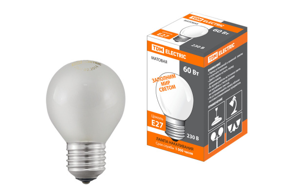 TDM Лампа накаливания "Шар матовый" 60 Вт-230 В-Е27 SQ0332-0008