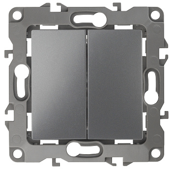 ЭРА 12-1004-12 Выключатель двойной, 10АХ-250В, IP20, без м.лапок, 12, Графит