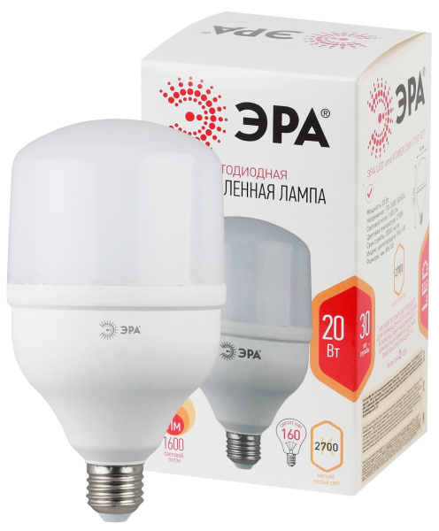 ЭРА LED POWER T80-20W-2700-E27 (диод, колокол, 20Вт, тепл, E27)