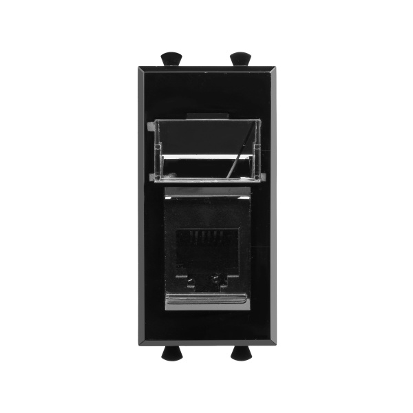 DKC Телефонная розетка RJ-12 модульная, "Avanti", "Черный квадрат", 1 модуль