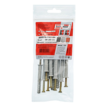 Tech-Krep Дюбель-гвоздь 8х60 пот. манжета (полипропилен)  (10 шт) - пакет 103904