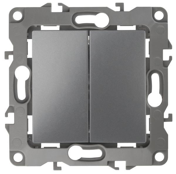 ЭРА 12-1104-12 Выключатель двойной, 10АХ-250В, IP20, 12, Графит