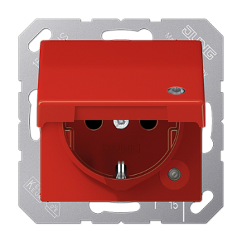 JUNG SCHUKO-розетка  с крышкой, красная AS1520BFKLKORT