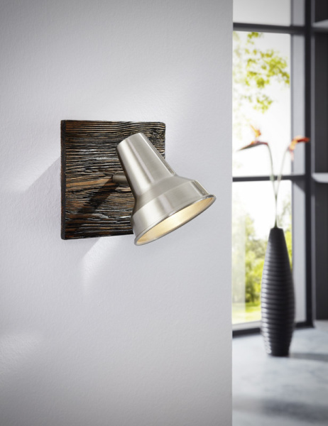 Купить Eglo Спот LED FILIPINA, 1x3,3W(GU10), 120х120, сталь, дерево, коричневый, никель матовый 95646