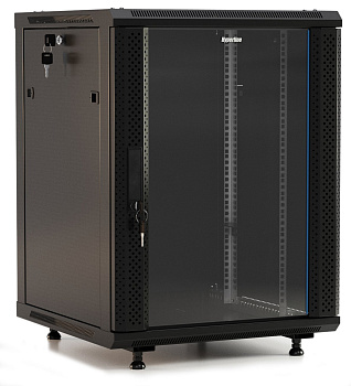 Hyperline TWB-FC-2245-GP-RAL9004 Шкаф настенный 19-дюймовый (19"), 22U, 1098x600х450мм, стеклянная дверь с перфорацией по бокам, ручка с замком, с воз 395578