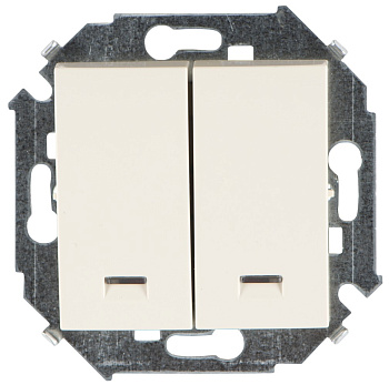 Simon 15 Бежевый Выключатель 2-клавишный с подсветкой, 16А, 250В, винт.зажим 1591392-031