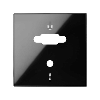 Simon 100 Черный глянец Накладка розетки VGA + Mini-Jack 10000091-138