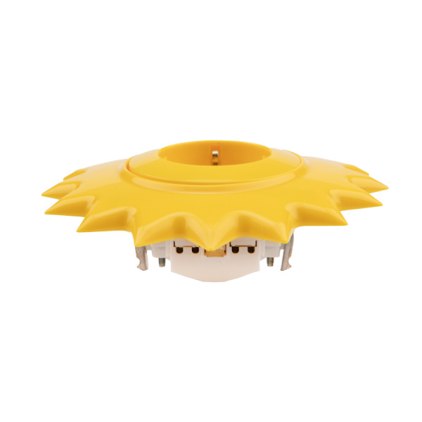 Купить Kranz Розетка одноместная HAPPY с/у, с заземлением и защитными шторками Солнце, желтая KR-78-0813