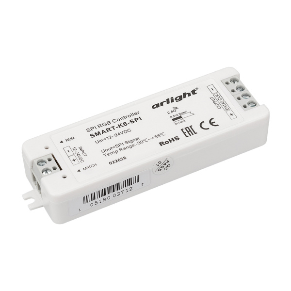 Arlight Контроллер SMART-K6-SPI (12-24V, 2.4G) (IP20 Пластик, 5 лет) 022658