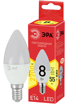 ЭРА ECO LED B35-8W-827-E14 (диод, свеча, 8Вт, тепл, E14)