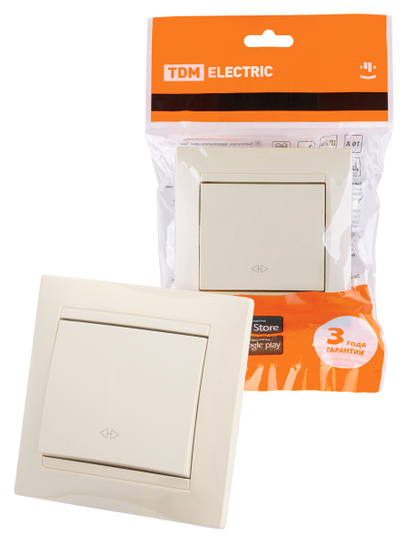 TDM Перекрестный выключатель 1-кл. 10А сл. кость "Лама" SQ1815-0136