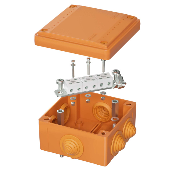 DKC Коробка пластиковая FS с кабельными вводами и клеммниками, IP55, 100х100х50 мм, 6р, 450V, 6A, 4 мм2