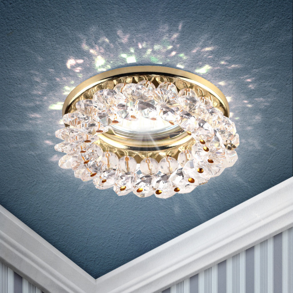 ЭРА DK16 GD/WH Золото/прозрачный Светильник декор "круглый с мелкими хрусталиками"