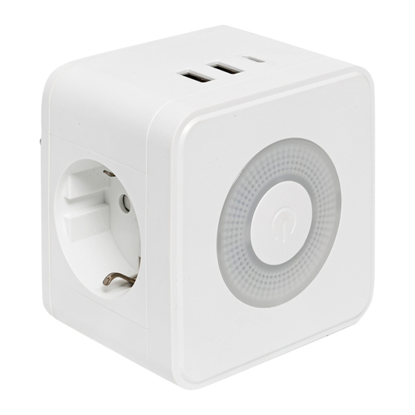 Купить EKF PROxima Тройник "Куб" 2 гнезда 2USB 2,4А+Type C + Ночник