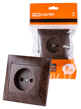 TDM Розетка 2П 10А 250В с защ. шт. венге "Лама" SQ1815-0410
