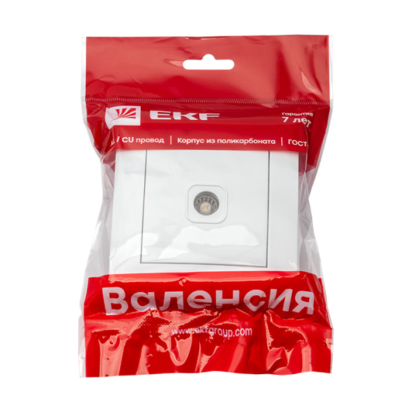 Купить EKF PROxima Валенсия розетка телевизионная 1-местная 75Ом 5-862МГц белая