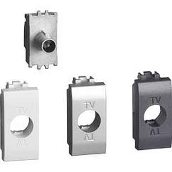 BT LL Мех Розетка TV проходная "шлейф", 14дБ, разъем 9,5 мм, экранир. с лицевыми панелями Белый, Алюминий, Антрацит, 1 мод LN4202P14