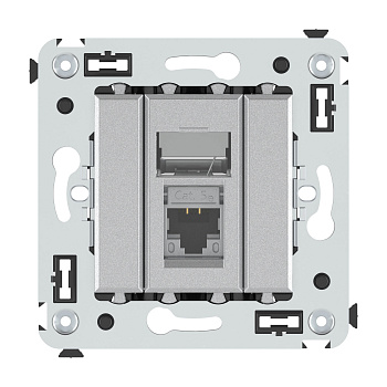 DKC Компьютерная розетка RJ-45 в стену, кат.5e одинарная экранированная, "Avanti","Закаленная сталь"