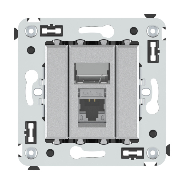 DKC Компьютерная розетка RJ-45 в стену, кат.5e одинарная экранированная, "Avanti","Закаленная сталь"