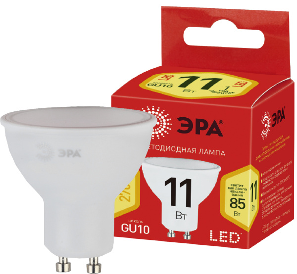ЭРА ECO LED MR16-11W-827-GU10 (диод, софит, 11Вт, тепл, GU10)