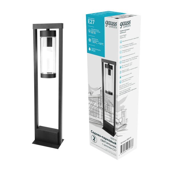Купить Gauss Светильник садово-парковый Clio столб 14.2*50cm, 170-240V / 50Hz, 1xE27, Max.60W, IP: 54, GD019