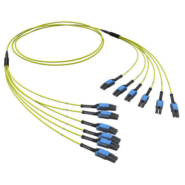 DKC Оптическая разветвительная сборка 12ОВ 9/125 OS2, 6хLC-UPC Duplex Uniboot/6хLC-UPC Duplex Uniboot, 10м (предустановленнаяконфигурация: тип полярно