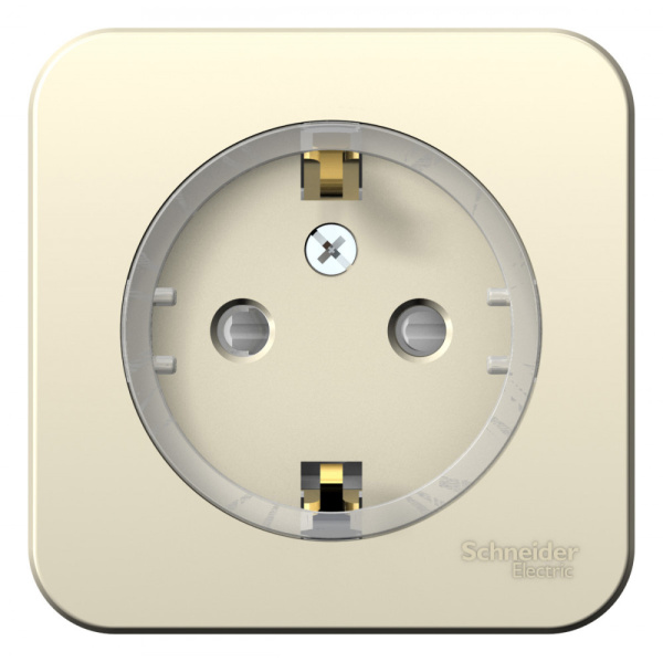 Systeme Electric Blanca наруж Молочная Розетка с/з со штор., (тонкая) 16А, 250В изолир. пластина