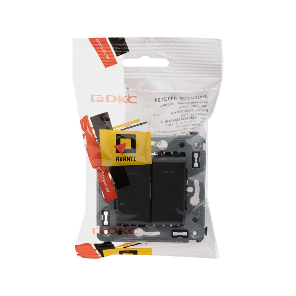 Купить DKC Инвертор двухклавишный в стену, "Avanti", "Черный матовый"