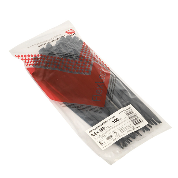 Купить EKF PROxima Хомут P6.6 стандартный (ч), 4.6x180 (100шт) FlexLock