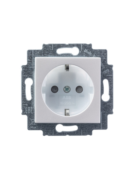 Купить ABB EPJ Levit жемчуг / ледяной Розетка с заземлением со шторками 2CHH203457A6068
