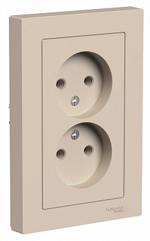 Systeme Electric AtlasDesign Песочный Розетка двойная б/з,16А, в сборе