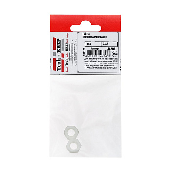 Tech-Krep Гайка Нейлоновая/ полиамид  M8 (2шт)-пакет 144298