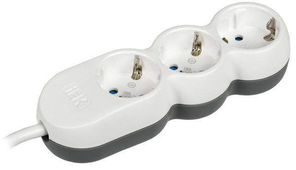 IEK UNO Удлинитель У03 3 места 2P+PE/5м 3х1,5мм2 16А/250В UNO