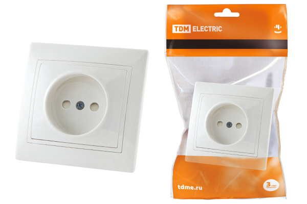 TDM Розетка 2П с защ. шт. 10А 250В белая "Таймыр" SQ1814-0015