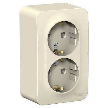 Systeme Electric Blanca наруж Молочная Розетка 2-ая с/з без шторок, 16А, 250В