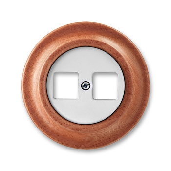 ABB Decento Белый фарфор/Натуральное дерево "Вишня" Накладка с суппортом для информационных разъёмов 2CHK291018C4052