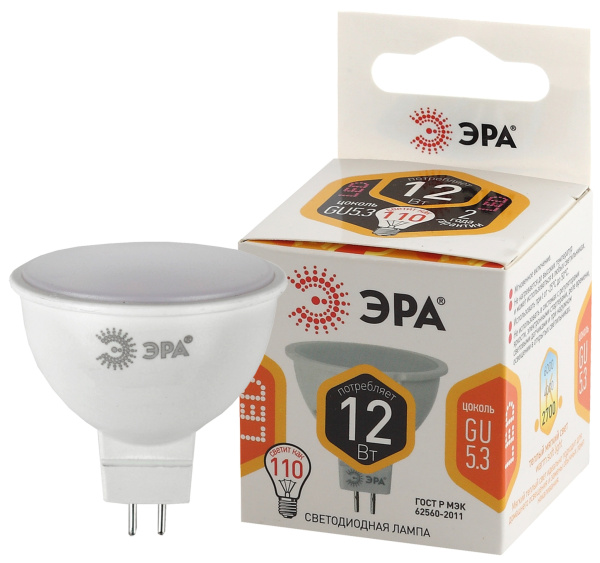 ЭРА LED MR16-12W-827-GU5.3 (диод, софит, 12Вт, тепл, GU5.3)
