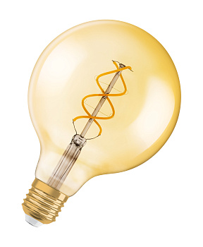 Osram Светодиодная лампа Vintage 1906 LED CL GLOBE125,филаментная,GOLD, 4,5W,золотистая, диммируемая, теплый белый свет(820), цоколь E27 4058075270008 Osram Светодиодная лампа Vintage 1906 LED CL GLOBE125,филаментная,GOLD, 4,5W,золотистая, диммируемая, теплый белый свет(820), цоколь E27 4058075270008