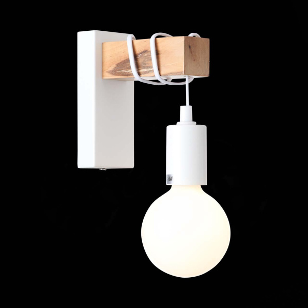 Купить Evoluce SL1142.501.01 Светильник настенный Белый, Светлое дерево E27 1*60W