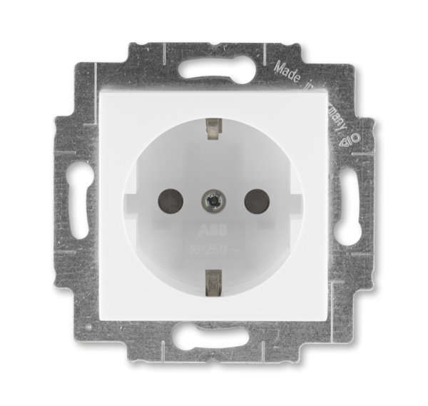 ABB EPJ Levit белый / ледяной Розетка с заземлением со шторками 2CHH203457A6001